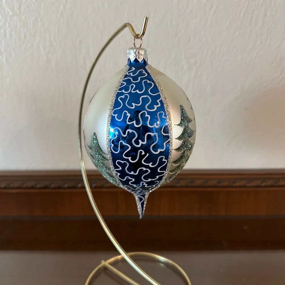 Christopher Radko Jumbo Fantasia Santa Teardrop Glass Christmas Ornament 6''